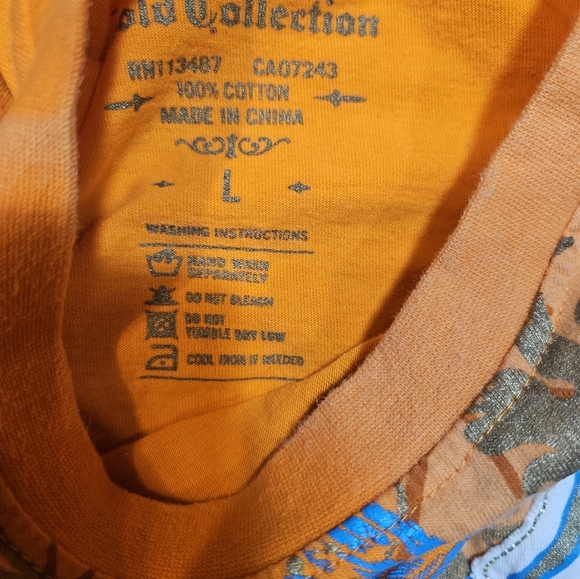 Avirex Gold Collection T-Shirt Men's Large Orange Graphic Crest Lion Crown 1975 - Picture 6 of 9